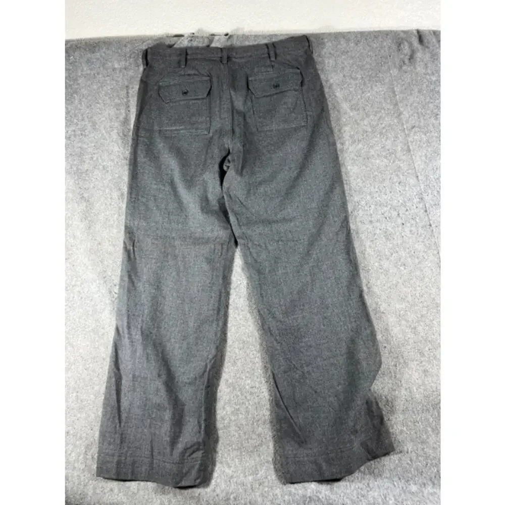 Banana Republic Wool Dress Pants Mens 38 Gray Fatigue Pocket Wide Leg Minimalist